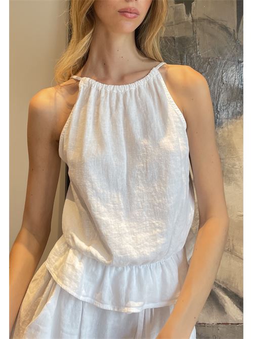 Top con scollo americana in lino DIECI MINUTI | 118041